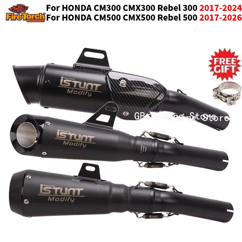 Slip-On Auspuffanlage für HONDA CM 300 500 CMX 300 500 Rebel 300 500 2017 - 2026 Motorrad Auspuffsystem Modifiziertes Moto mit Schalldämpfer