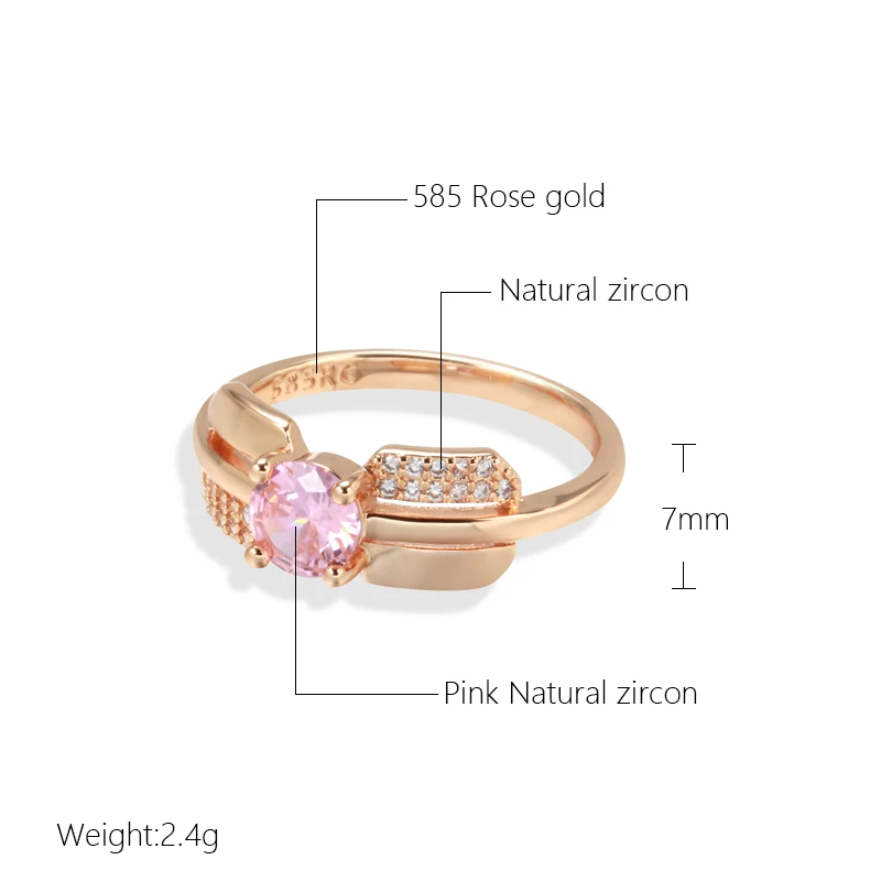 SYOUJYO Pink Cubic Zircon Women\'s Ring Luxury Design Romantic Brass Jewelry Gift For Girl Easy Matching Accessories