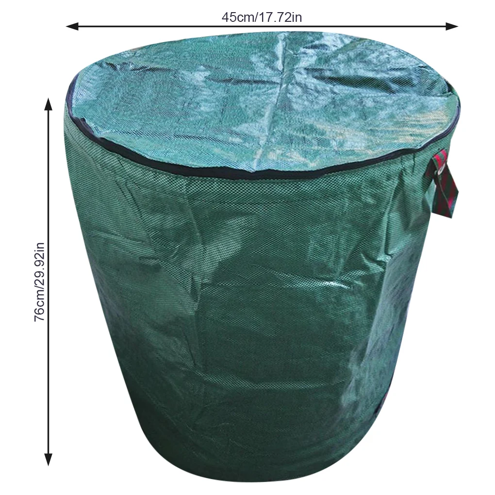 Gardening Bag Reusable Leaf Waste Pouch Plant Trash Garbage Container for Lawn Yard Pool with Lid, 80 Gallons