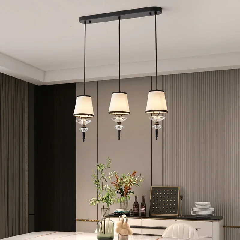 

American retro cloth pendant light living room crystal pendant light villa bedroom designer creative pendant lamp