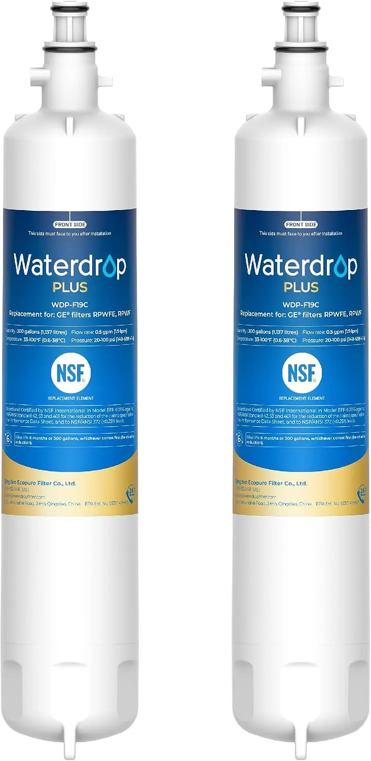 Water Filter Replacement, 2 Pack, Compatible with Select Refrigerator Models