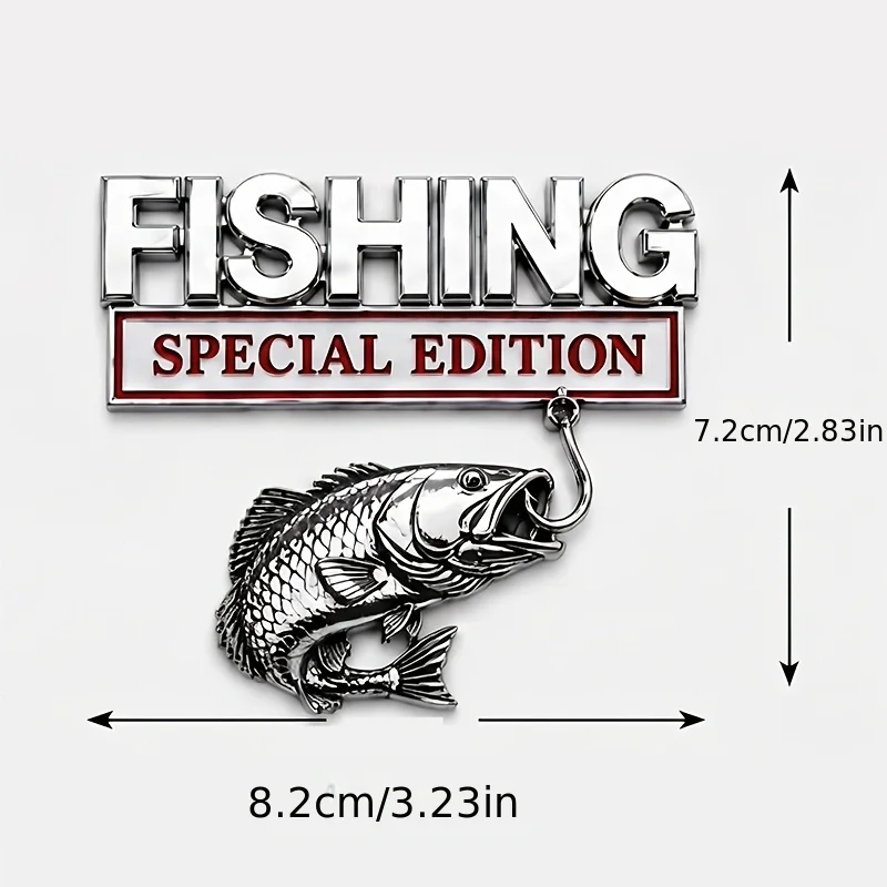 Fishing Special Edition Car Emblem 3D Fish Hook Sticker Badge Funny Decals Car Replacement Door Decoration for Car Truck SUV