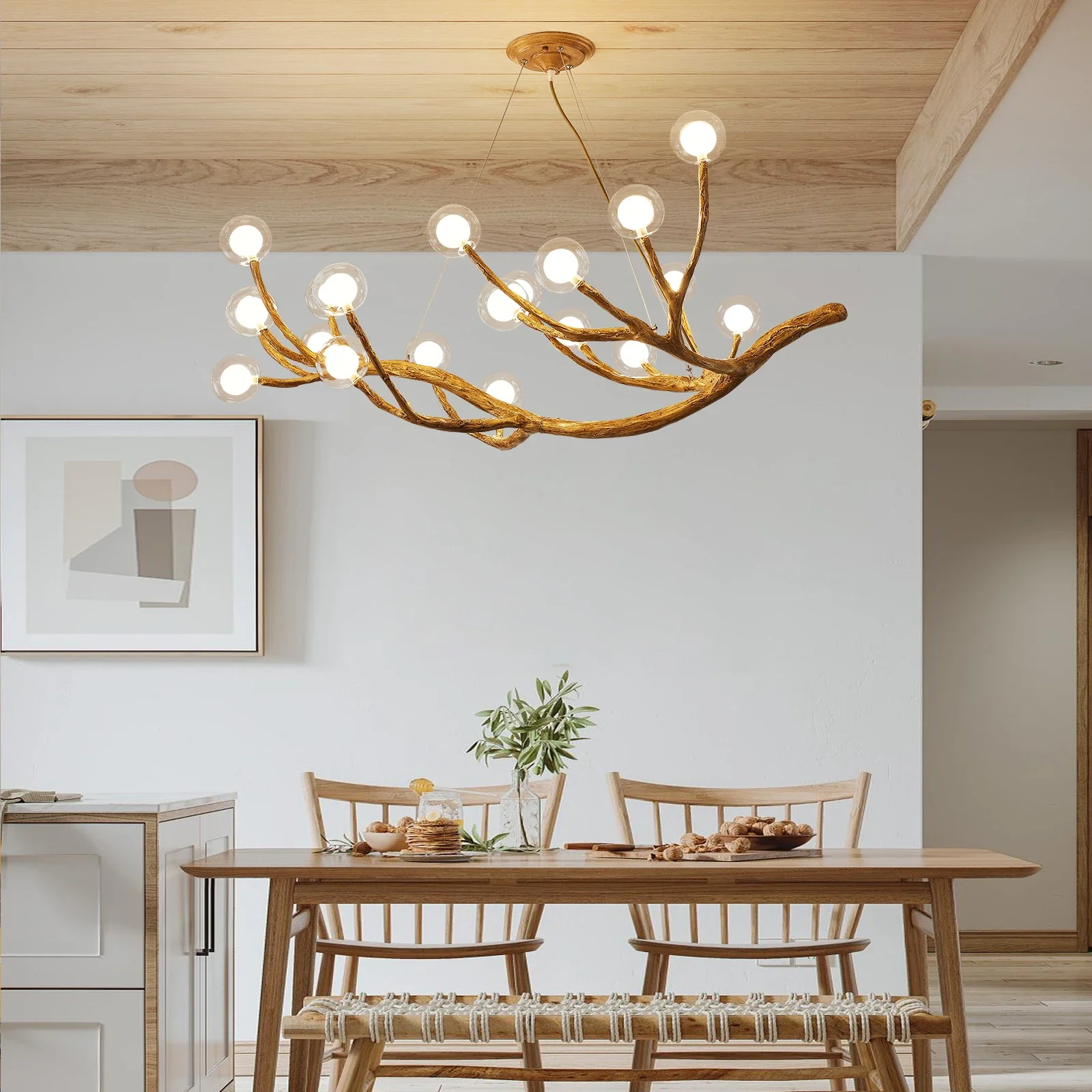 

Nordic Tree Branch Chandeliers for Living Dining Room Table Center Decor Glass Ball Pendant Lamp Indoor Lustre Lighting Fixture