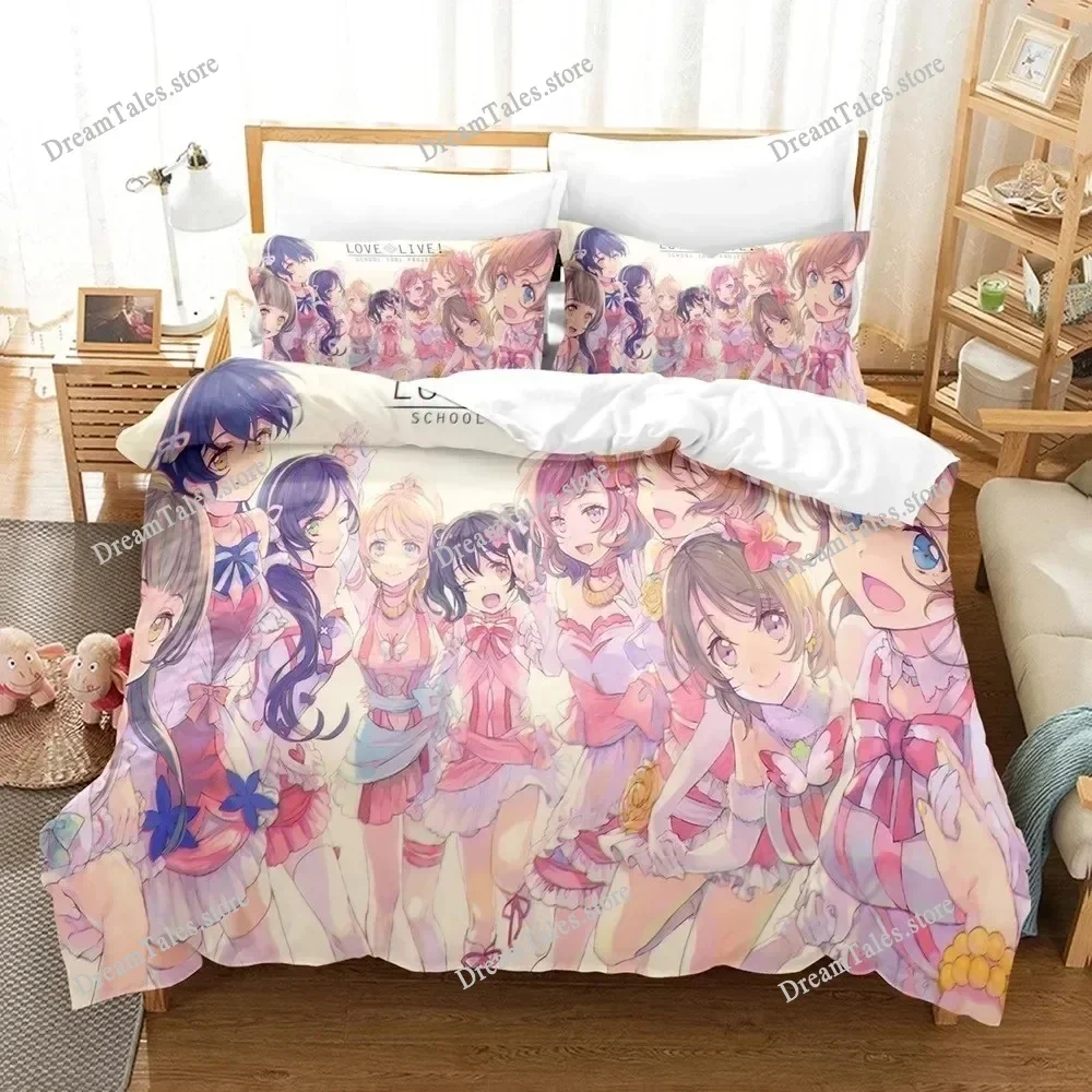 3D Printed Love Live Bedding Set Pillowcase Anime Μ's Duvet Cover Double Twin Full Queen King Adult Kids Bedclothes Quilt Cover 5