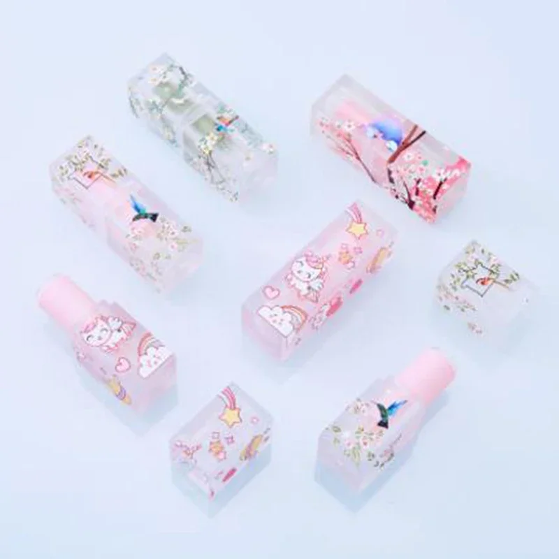 화장품 Lipstick Bottle Tube Refillable Empty Chapstick Lip Gloss Lipstick Balm Tube with Caps Lip Balm Container Flower Knows