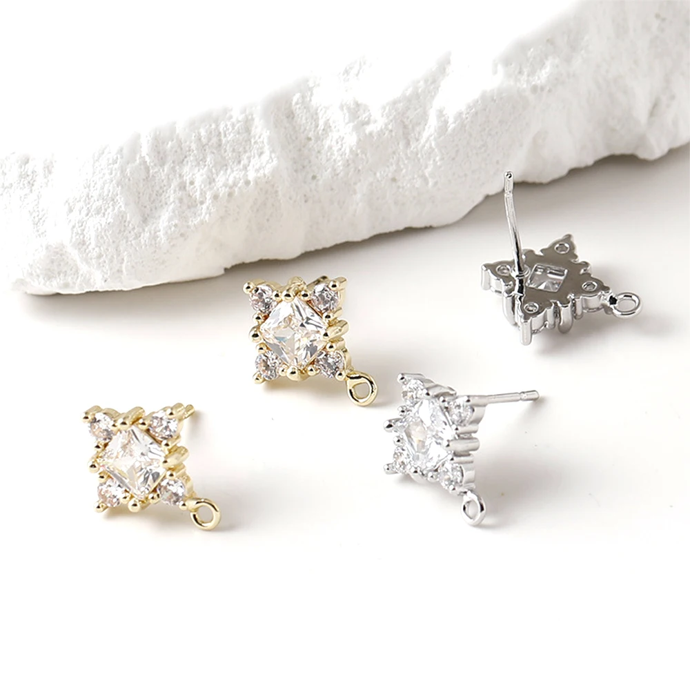 

4 шт. медное покрытие с 14-каратным золотом, инкрустированные цирконом, бриллиантовые серьги, изготовление ювелирных изделий своими руками, полуфабрикат, аксессуары, материалы