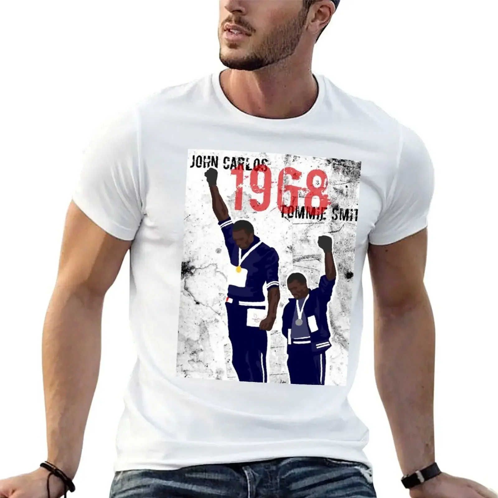 Tommie Smith and John Carlos T-Shirt man t shirt summer clothes plus size men clothing