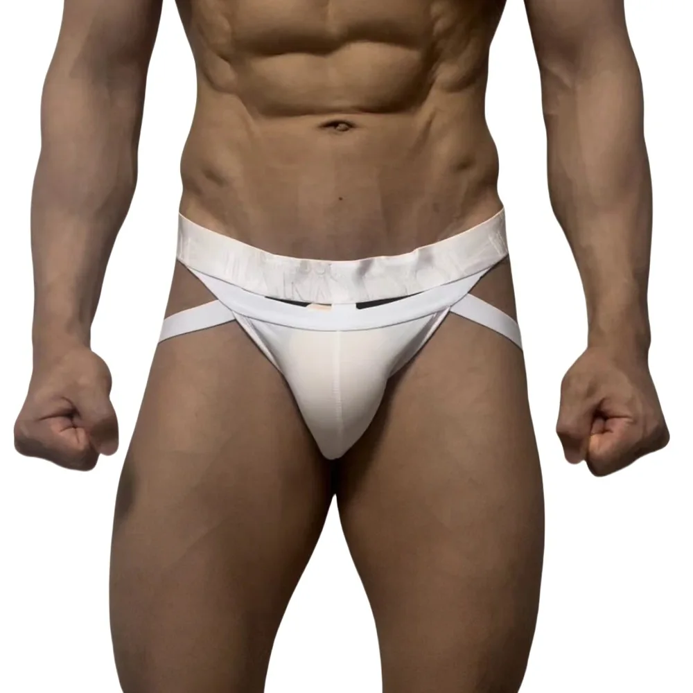 Jockmail 10 Color Sexy Lingerie Transparent Ice Silk Binding G-Strings Steel Ring Bandage Hollow Thongs High Quality JockStrap
