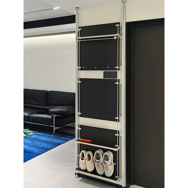Indomitable non-punching aluminum profile hole plate storage coat rack entrance porch partition multi-functional rack