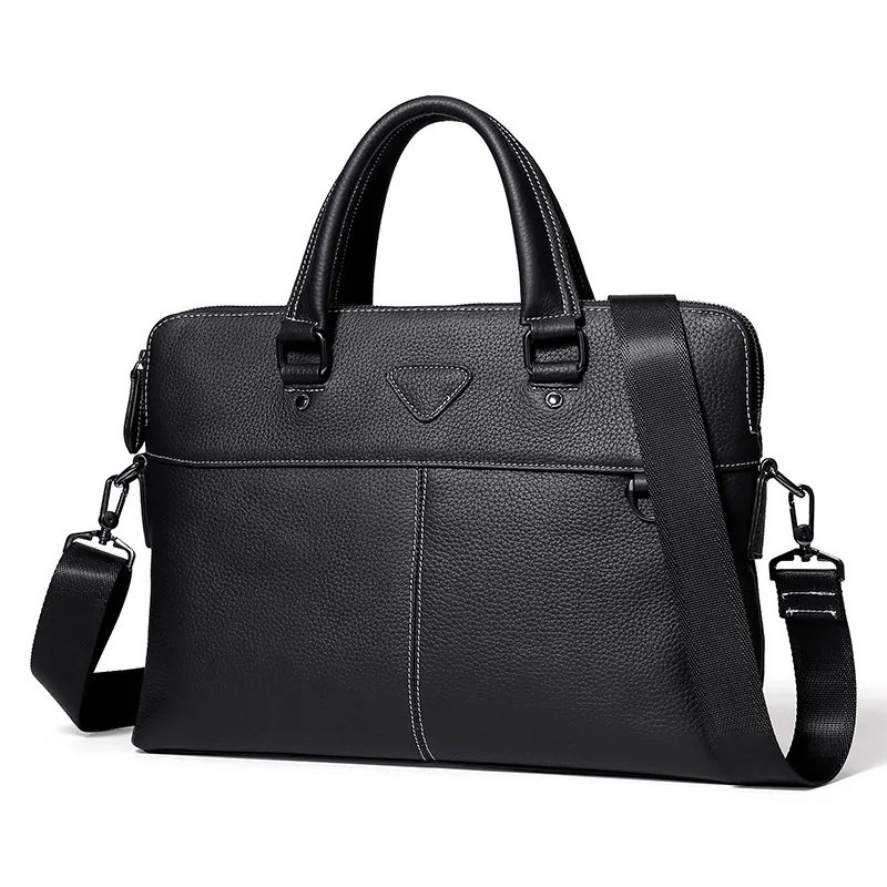 

Cowhide Large Capacity Men Business Handbag Office Elite Genuine Leather Briefcase 15 Inch Laptop Bag