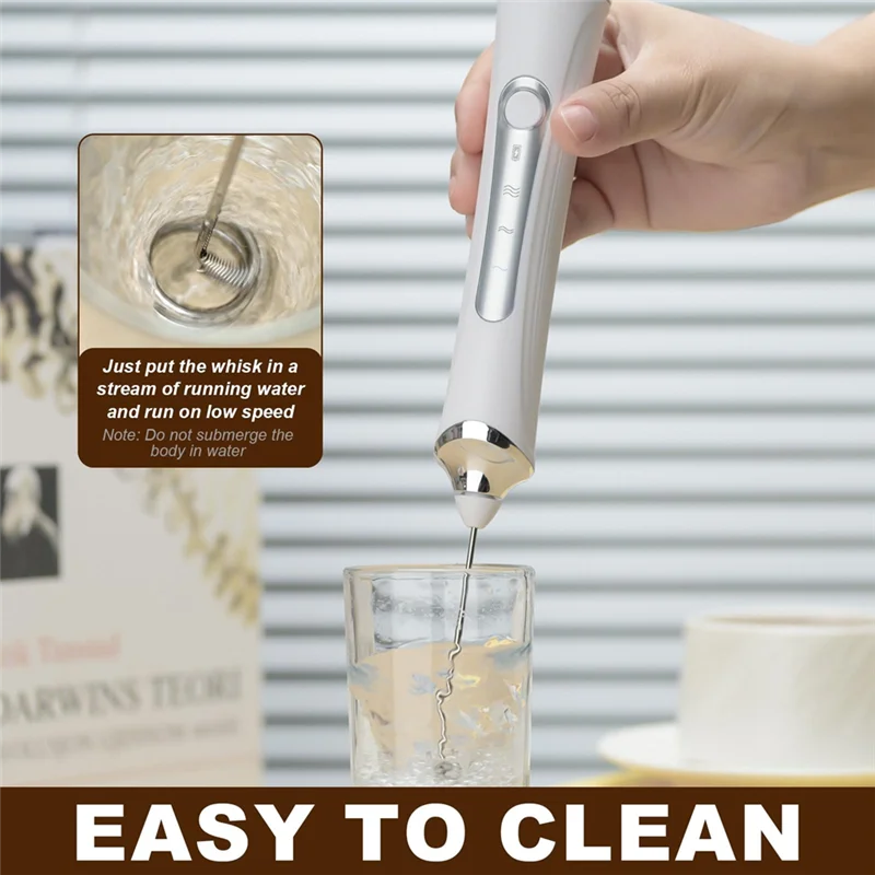 ABKR-2개의 헤드가 있는 휴대용 전기 우유 거품기, USB 충전식 3단 폼 메이커 블렌더가 있는 커피 거품기 폼 믹서