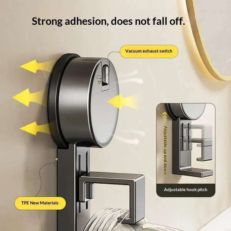 Suction Cup Hook Wall Mounted Washbasin Storage Rack Multifunctional Hooks For Hanging Clothes Towel Basin Home Organizer