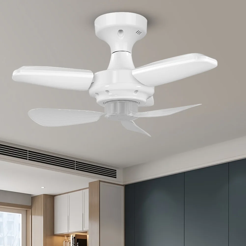 Modern Ceiling Fan with LED Light Remote Control Silent Ceiling Fan for Kitchen Bedroom Basement Dining Living Room