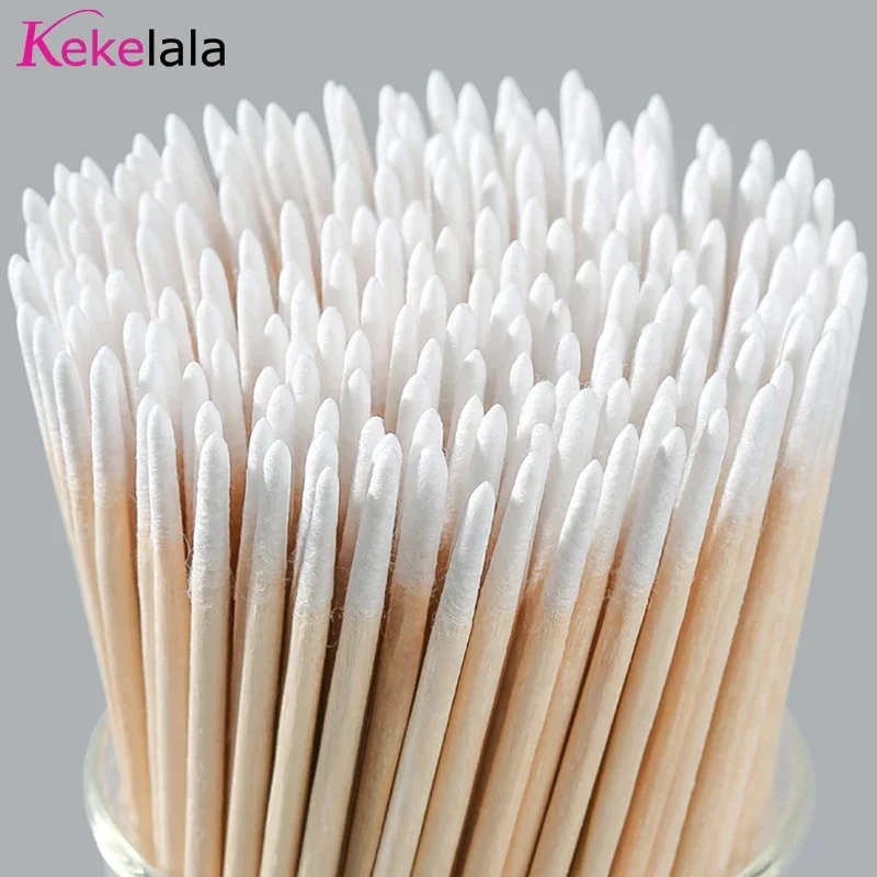 1000pcs Extension Tools Tatoo Micro Wood Cotton Swab Eyelash Microblading Cleaning Wooden Sticks Cosmetic Cotton Brush Buds Tip