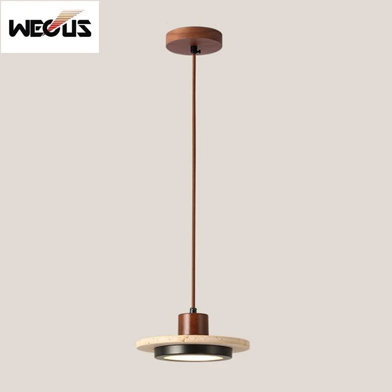 

New Travertine Wabi Sabi Pendant Light Mid Century Vintage Creative Hanging Lamp For Restaurant Bar Bedroom Study Bistro