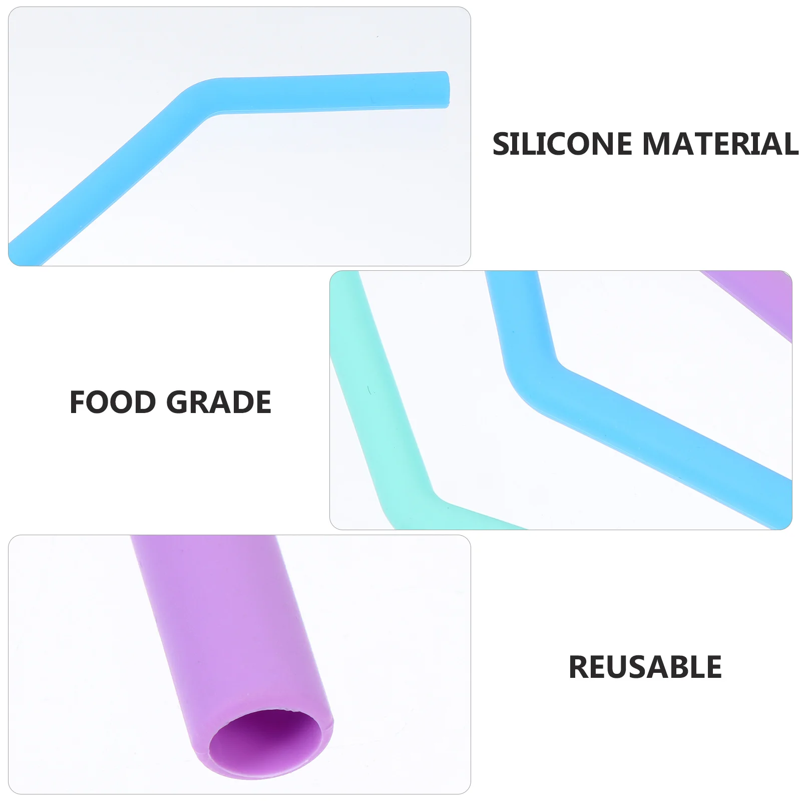 

4Pcs Silicone Reusable Straws Curved Eco-Friendly with Cleaning Brush for Party Picnic Outdoor Coffee Juice Beverages