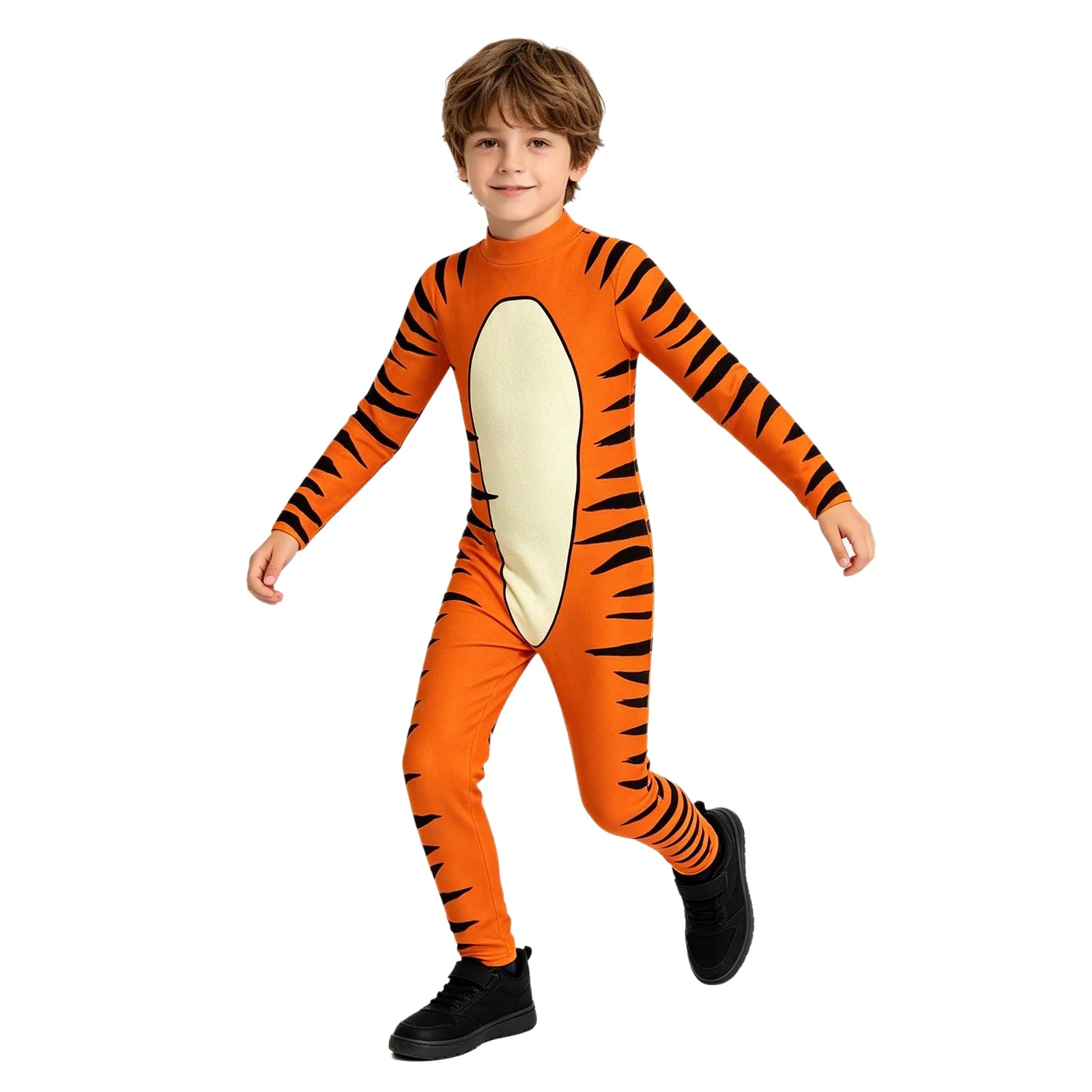 Tiger Cosplay Costume Kids Boys Girls Animal Bodysuit Carnival Tiger 3D Printed Jumpsuit Long Sleeve Unitards Dress-up Clothes