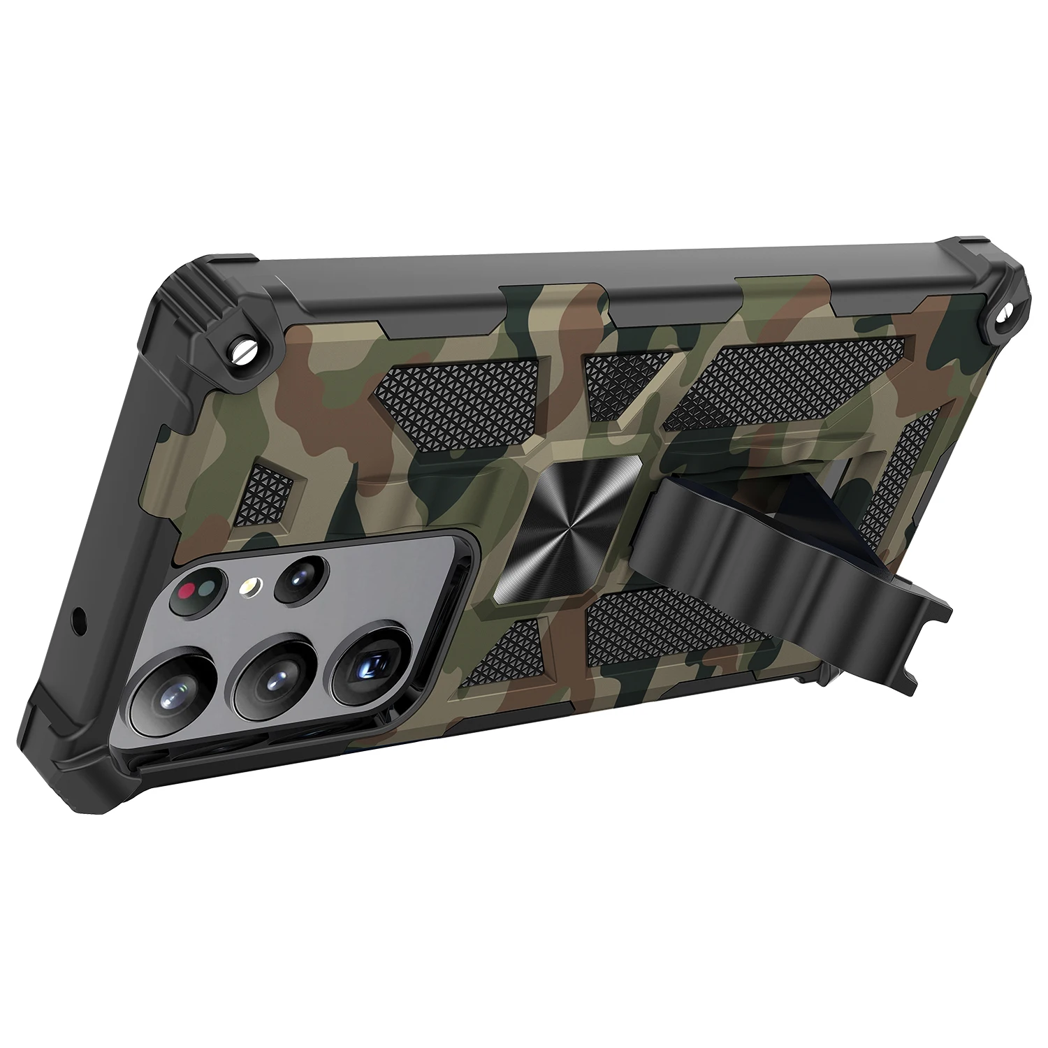 Militärische Tarnmuster-Schutzhülle für Samsung Galaxy S26Ultra S25 FE S22 S23 S24 Note 20 A17 A57 A56 A15 A16 mit Ständer – Detail 11