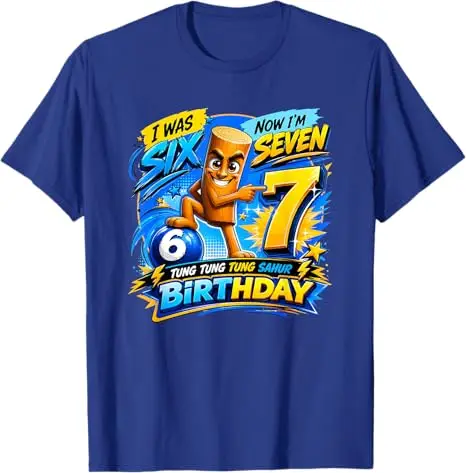 67 Italienisches Brainrot Tung Tung Sahur Six Seven Meme Geburtstags-T-Shirt Y2k Süßes 7. Geburtstag Geschenk für Jungen Neuheit Geschenk 7 Jahre alt Kleidung – Detail 5