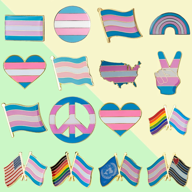 المتحولين جنسيا فخر على شكل قلب شارة رمز دبوس شارات معدنية الزخرفية بروش دبابيس للملابس بروش مجوهرات XY0635