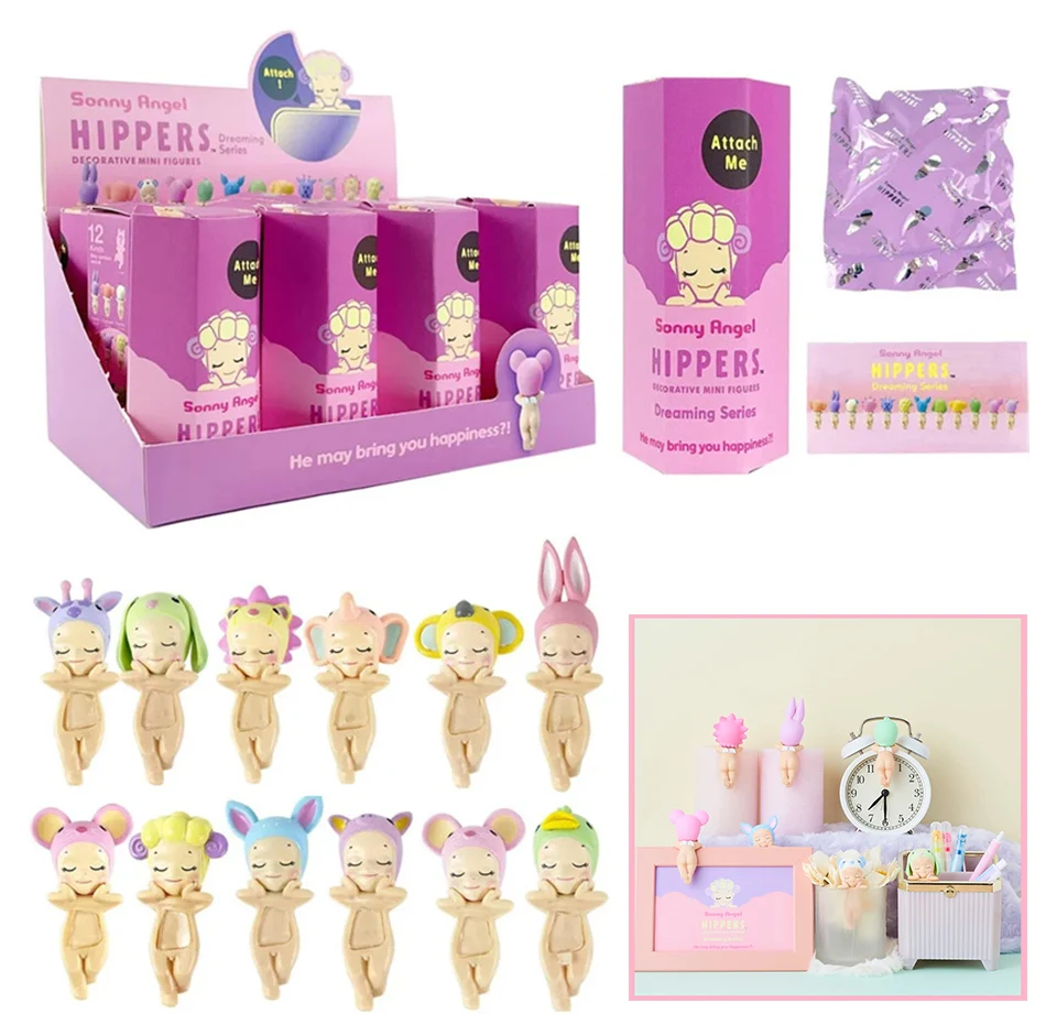 Sonn Angel Mini figuras serie Hippers caja ciega misterios Kawaii ornamento muñeca niño teléfono decoración lindo regalo de Navidad