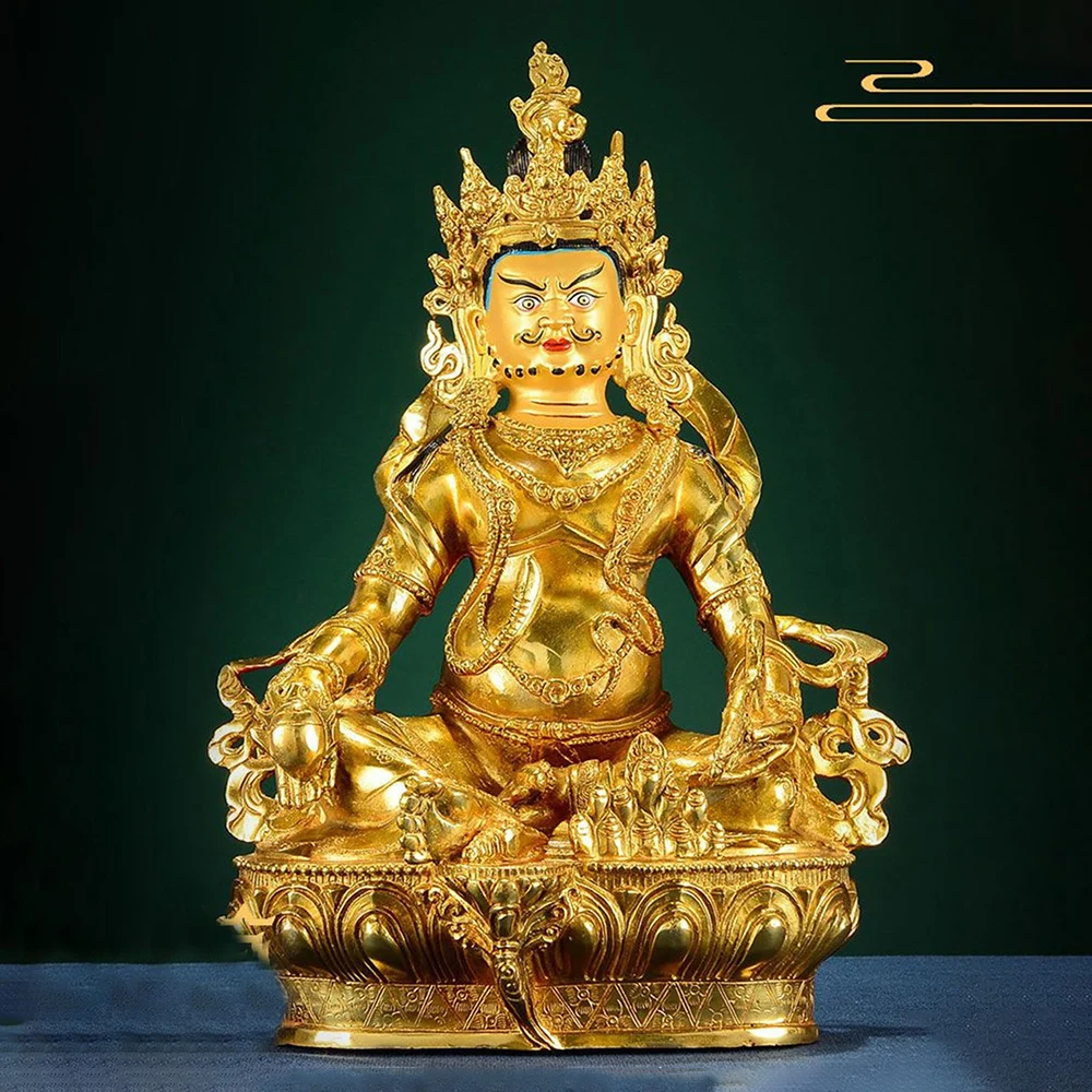 Copper Gilding ZAMBALA Statue, Tibetan Buddhist Offerings Figure of Buddha, Jambhala Sitting Statue, Home Decor Buddha Ornaments