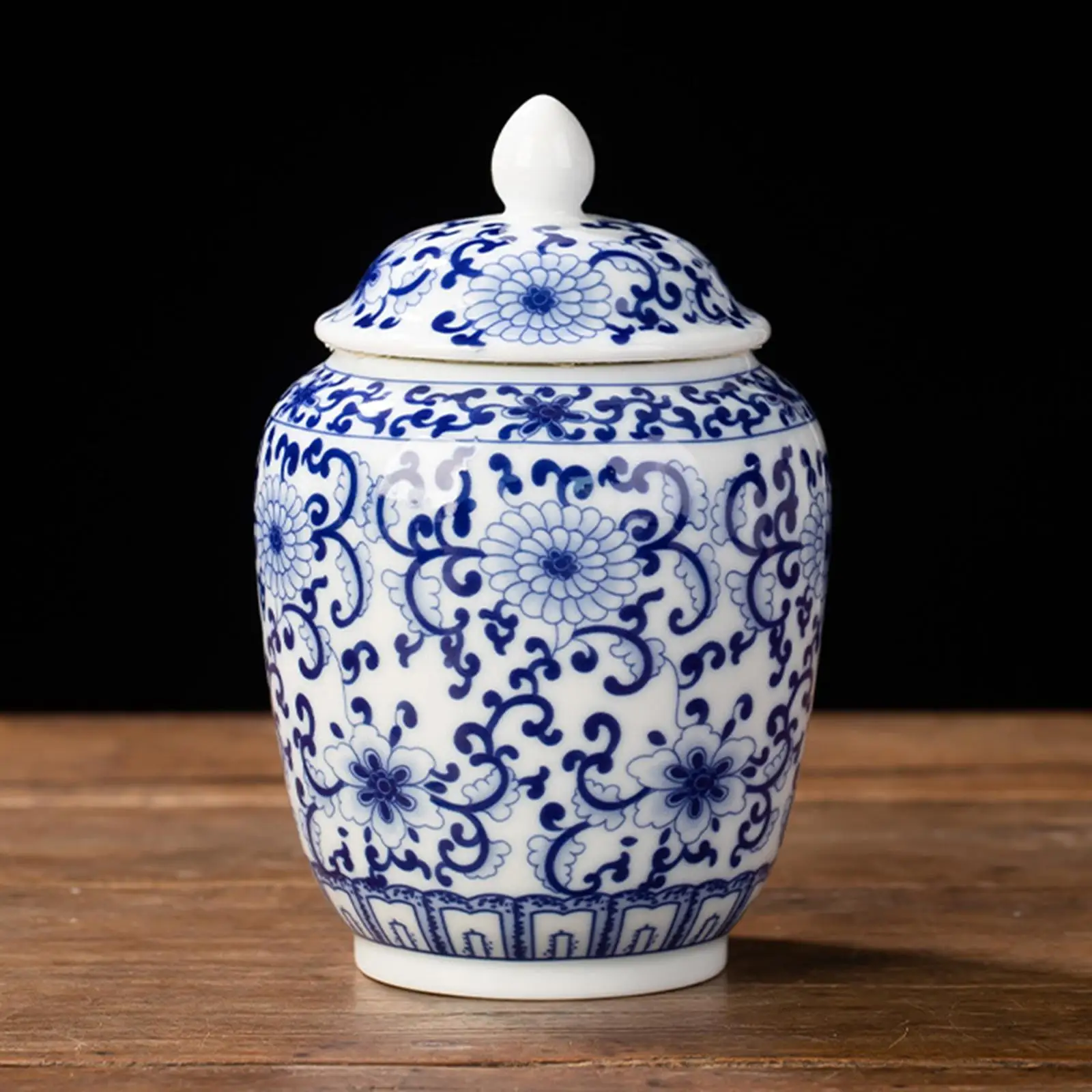 Ceramic Ginger Jar Decorative Traditional Ornaments Gift Chinoiserie Porcelain Jars for Party Home Desktop Wedding Tea Storage