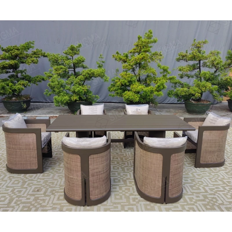 

New Design Cheap Outdoor Lawn Furniture Patio Cast Iron Aluminum Dining Chairs Rattan Garden Furniture