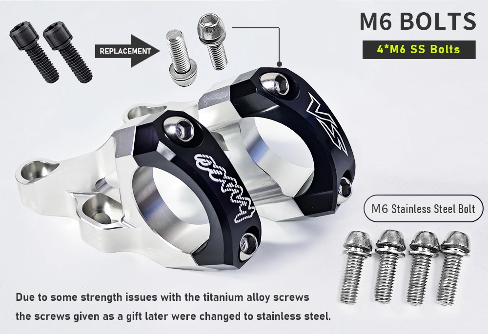 KRSEC MTB Fahrradvorbau + TC4 M6 Schrauben CNC Aluminiumlegierung Downhill Fahrradlenker 31,8mm DH/AM/FR Fahrradzubehör – Detail 2
