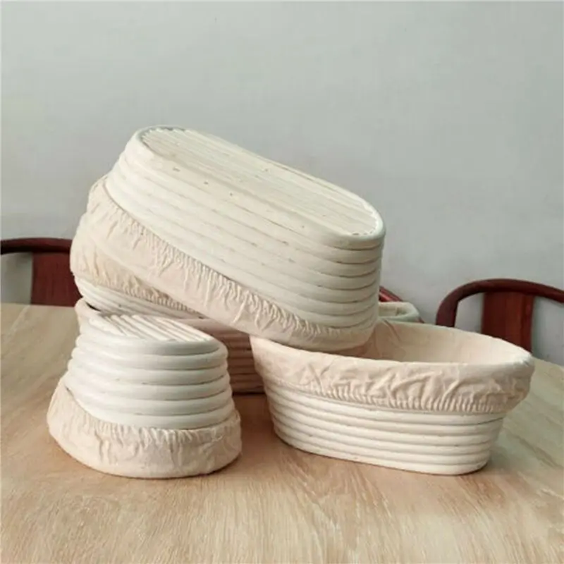 A02M-2X Oval Bread Proofing Proving Basket Rattan Dough Banneton Baguette Brotform Tools-17X12x6cm