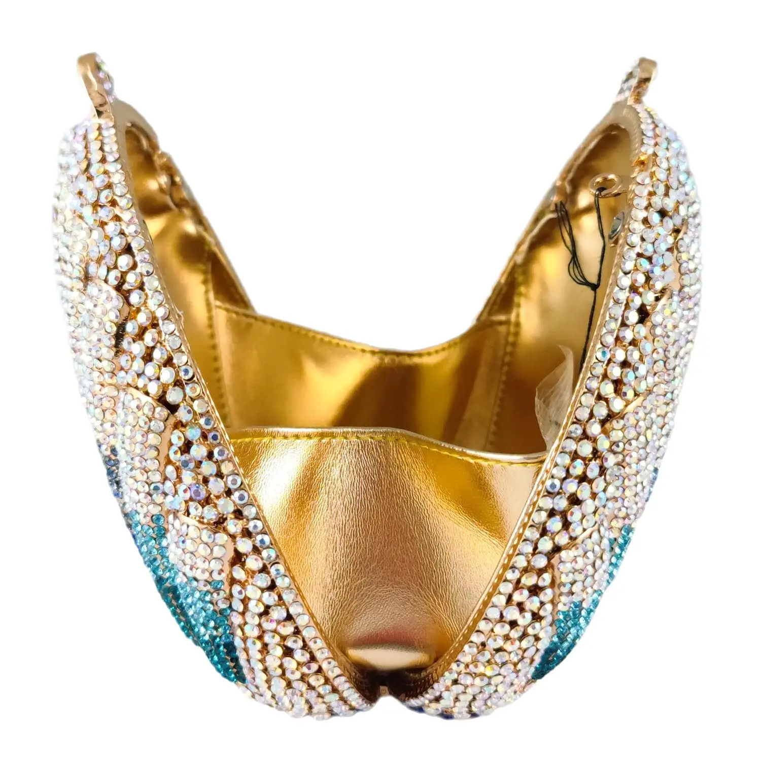 Boutique De FGG Shell Shape Women Colorful Crystal Evening Clutch Bags Wedding Bridal Rhinestone Purses Party Minaudiere Handbag