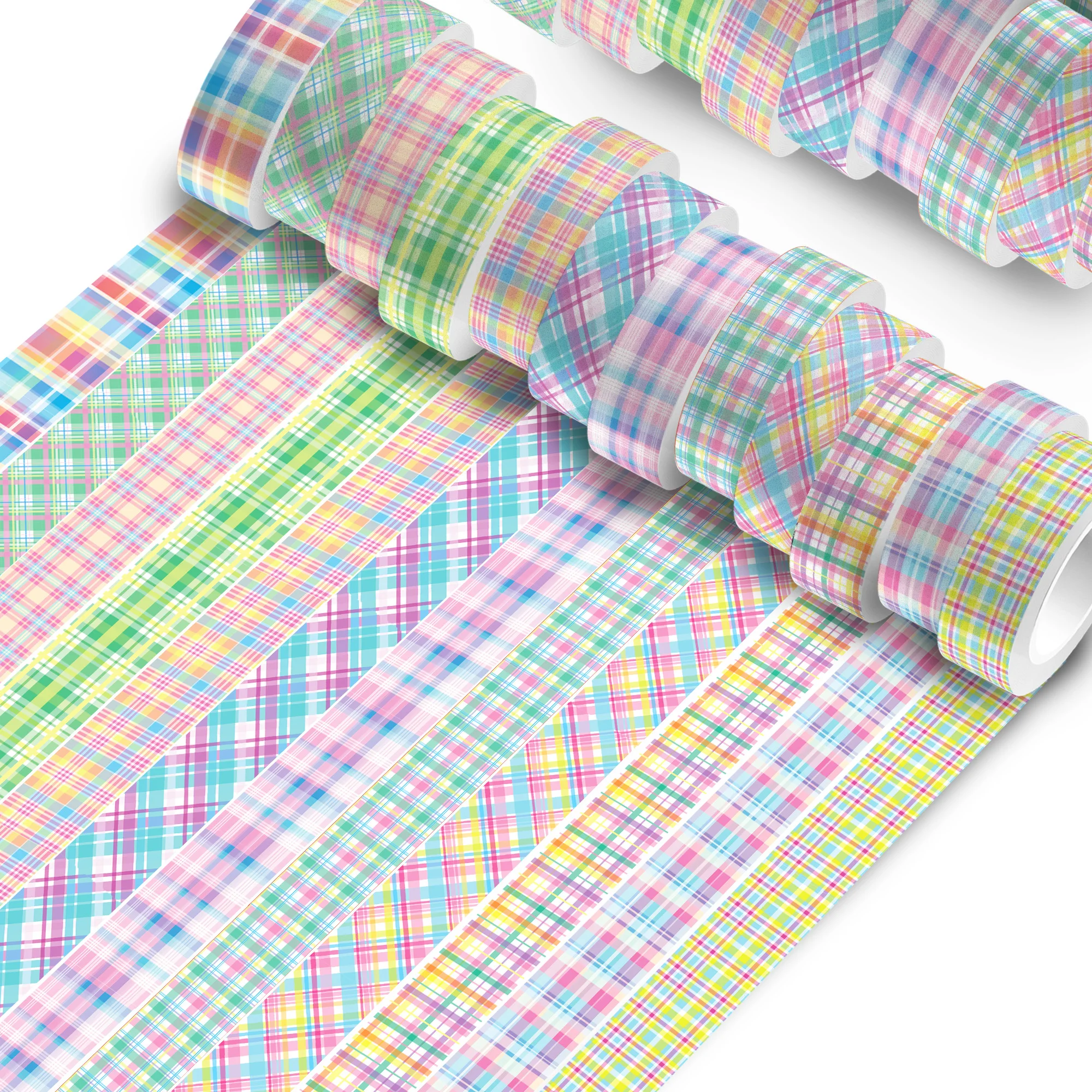 Colorful plaid  Washi Tape and Scrapbooking Paper Photo Album Decor Card Making Scrapbook Origami Art Background DIY Craft