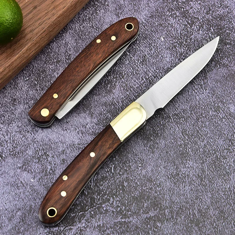 Cuchillo de cocina multiusos de acero inoxidable de alta dureza, fácil de llevar, mango de madera, cuchillo plegable, cuchillo de cerámica, nuevo,