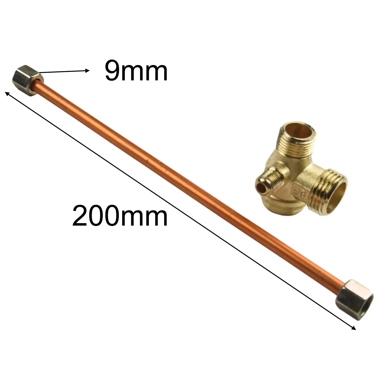 1/2pcs 3-Way Check Valve  Male Thread Connector 200mm Hex Nut Copper Exhaust Tube Connect Pipe Fittings For Air Compressor Parts