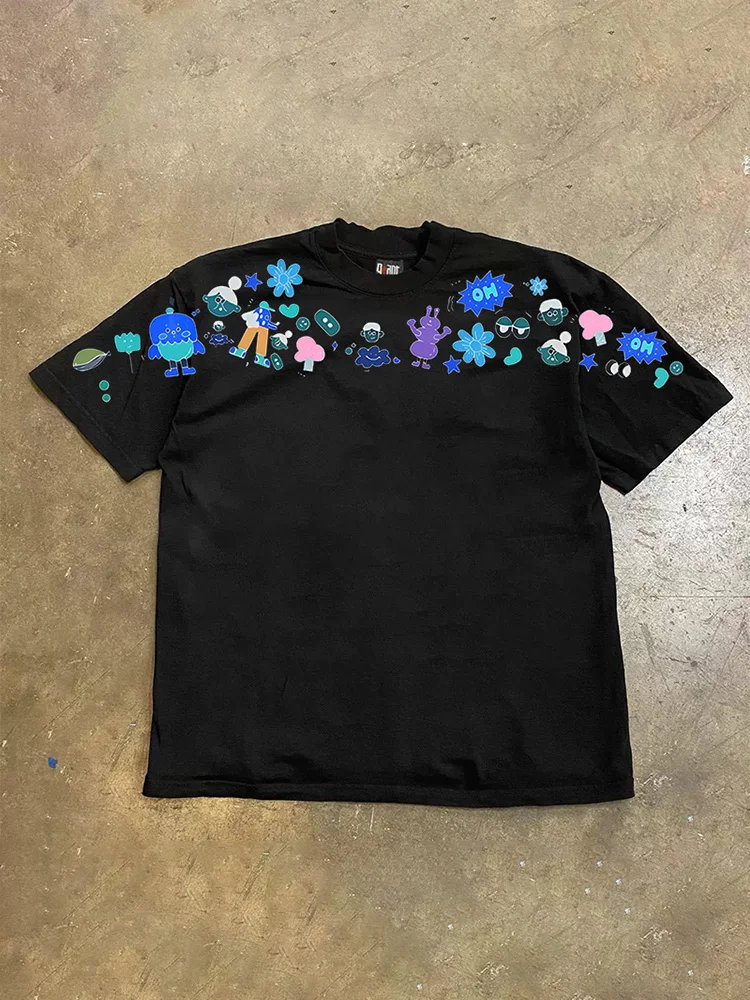 Loose Fit Short Sleeve T-Shirt Pure Cotton Double Thread Women's Style Heavyweight Couple's Tee Casual Summer Fashion