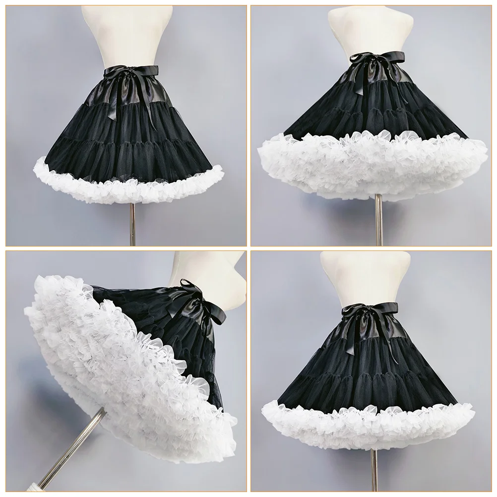 Black Skirt Lining Underskirt for Dresses Multi-layer Princess Tutu Miss Tulle