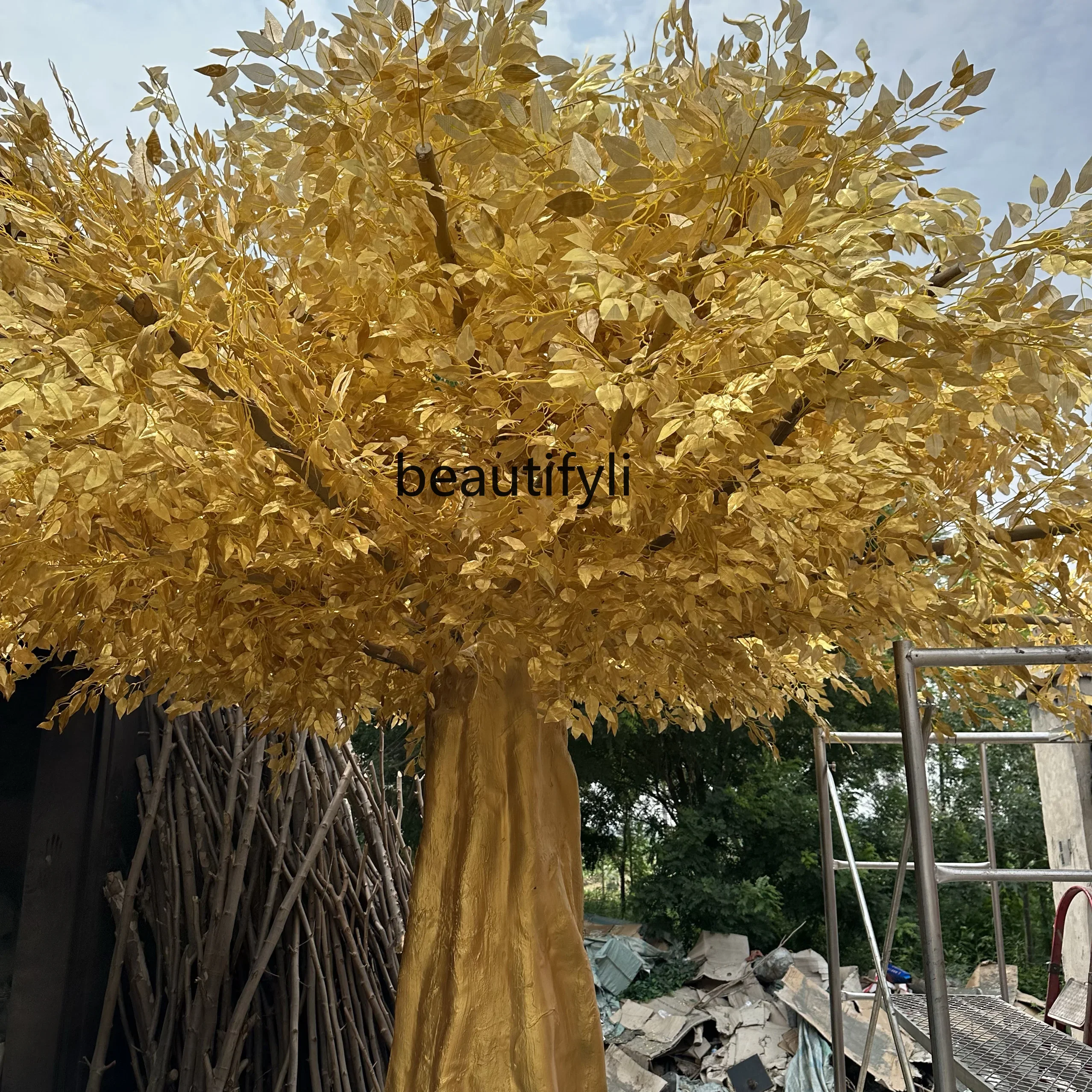 Simulation cash tree scenic spot wishing lucky tree large simulation green plant interior decoration