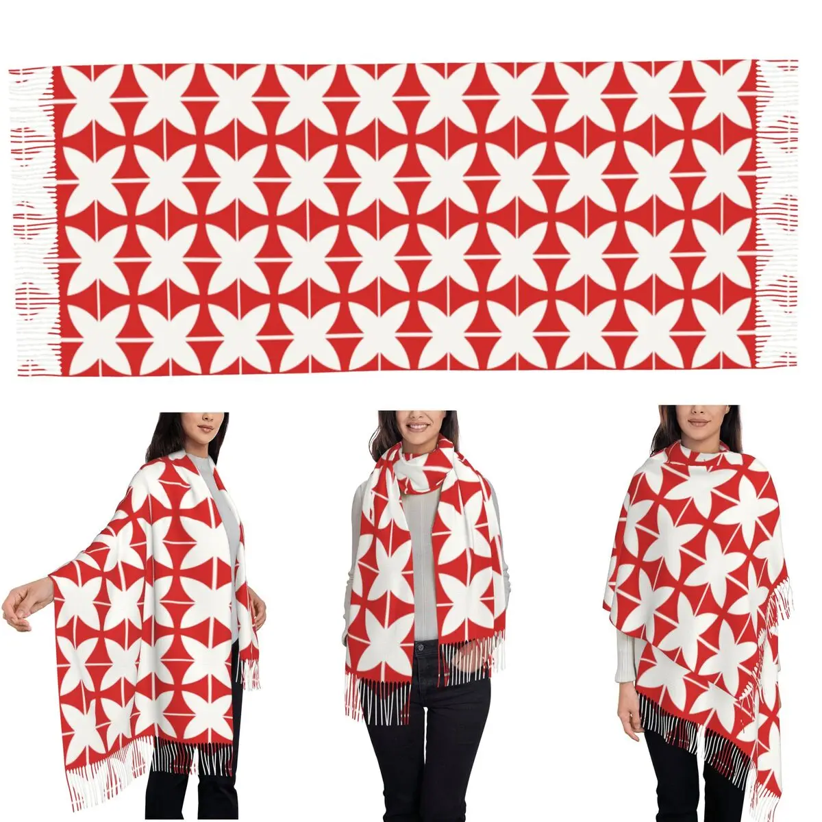 Templar Shield Cross Medieval Sword Knights Scarf Tassel Scarves Women Soft Warm Shawls and Wraps Large Fall Winter Shawl Wrap