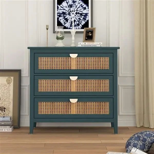 

3 Drawer Cabinet,Natural rattan,American Furniture,Suitable for bedroom, living room, study