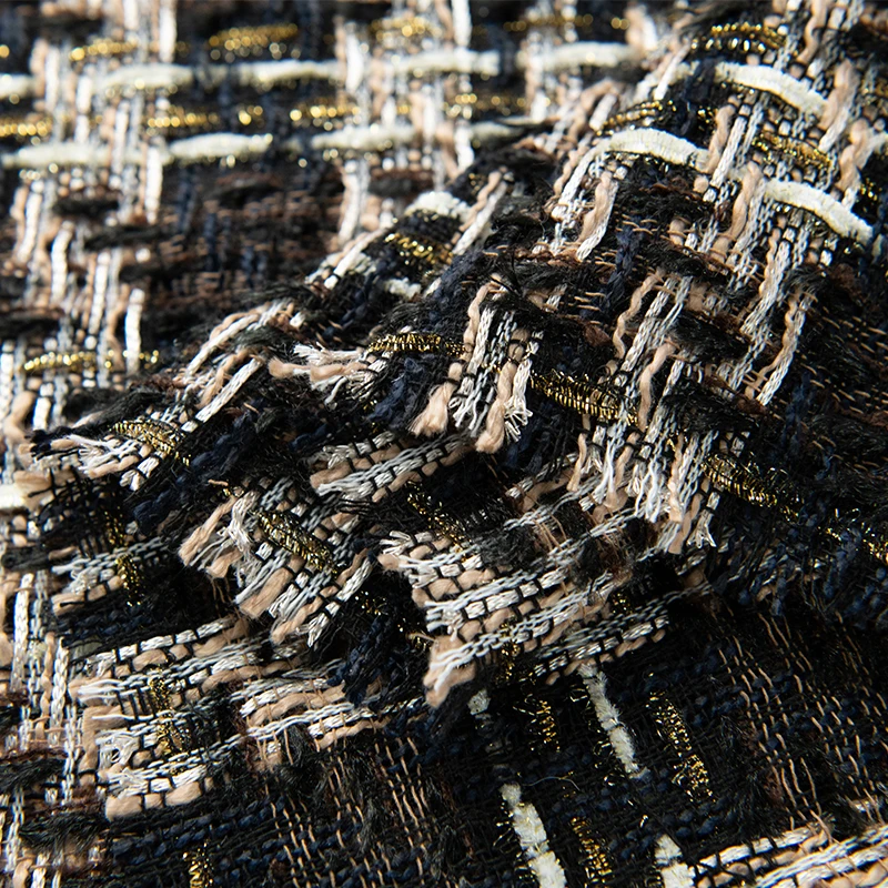 50x145cm Black And White Yarn-Dyed Braided Tweed Fabric For Women Autumn Jacket Dress Suits Coat Handbag DIY Cloth Sewing