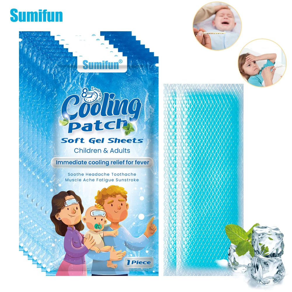 

1Pcs/Bag Sumifun Baby Fever Down Cooling Patches Low Temperature Ice Gel Pads Relieve Headache Cold Heatstroke Medical Plaster