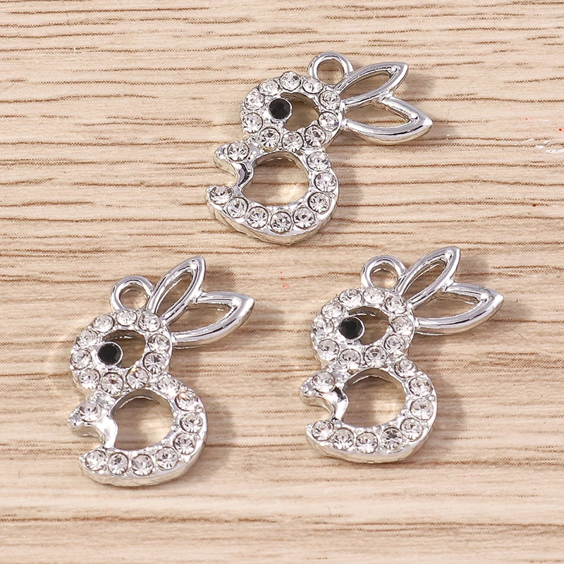 Tusember 10 Stück 17*21mm Niedliche Kristall-Häschen-Anhänger für DIY Handgemachten Schmuck, Armband-, Halsketten- und Ohrring-Zubehör – Detail 11