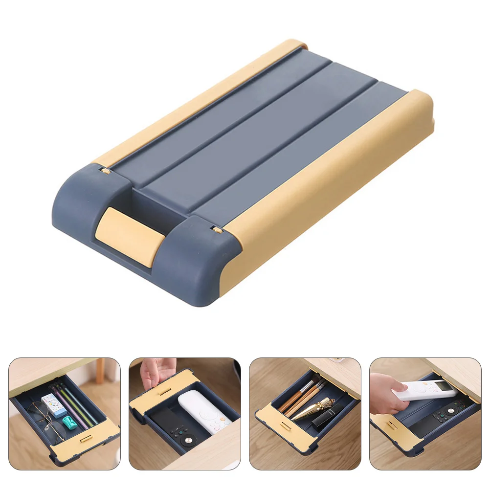 Hidden Pencil Case Pull-Out Desktop Organizer For Pens Rulers Glasses Self-Adhesive Storage Box Plastic Drawer Type Student