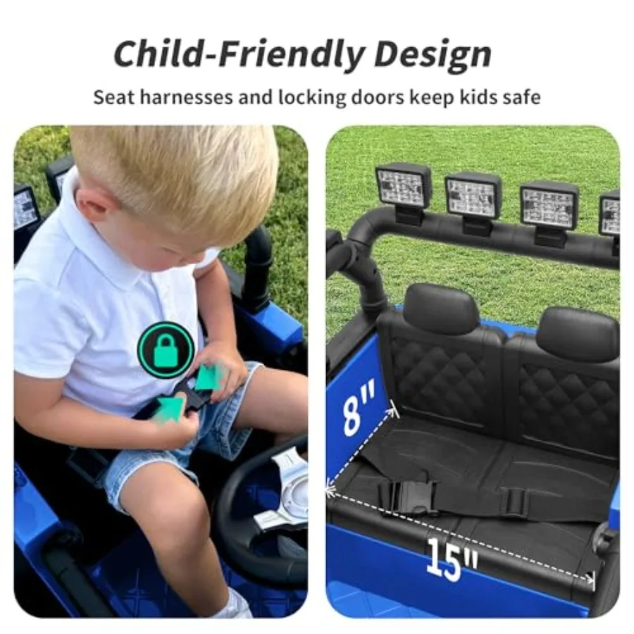 รถยนต์ของเล่นเด็กขับได้ 24V รถยนต์ไฟฟ้าพร้อมรีโมทคอนโทรล มอเตอร์ 2x200W - สีน้ำเงิน