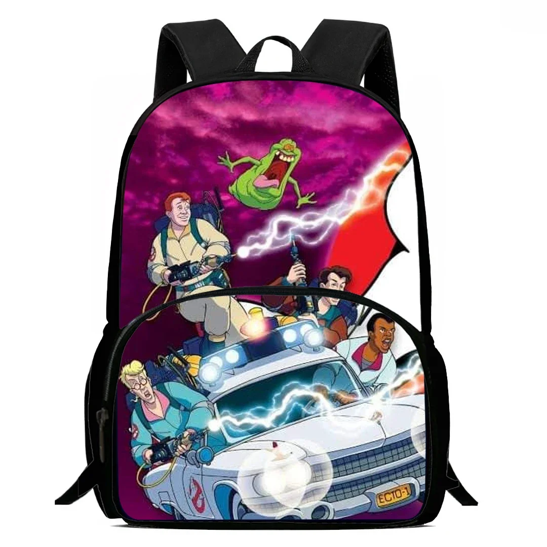 Mochila de 15 pulgadas, bolso escolar de dibujos animados, mochila con estampado de cazafantasmas, bolsas de libros con cremallera aclaradora para niños y niñas, el mejor regalo