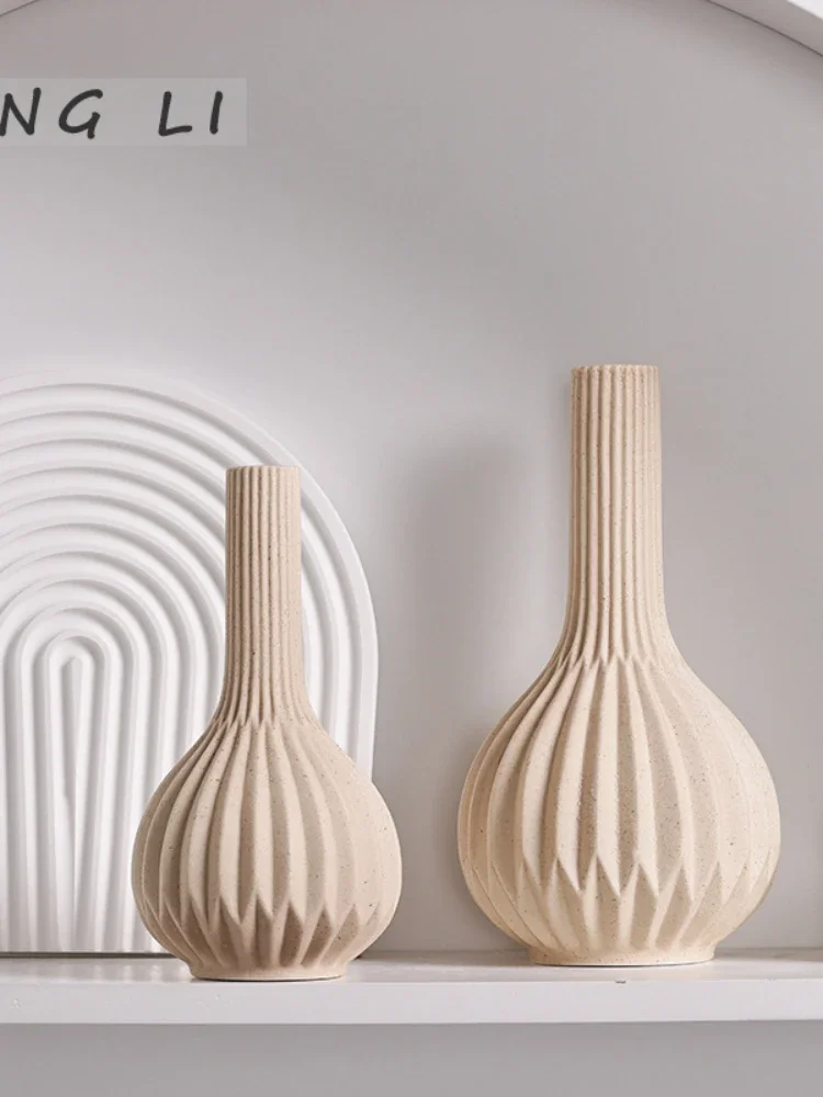 

White Ceramic Vases, Simple Dried Flower Ornaments, Living Room Art, Home Decor, Room Decor, Modern Decorative Vases