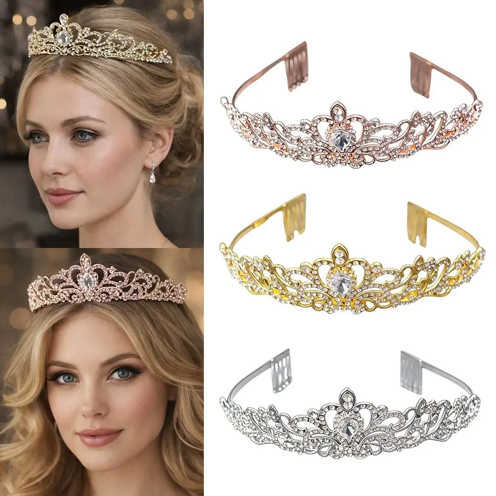 Fashion Silver Color Bridal Tiara Rhinestone Sparkling Wedding Hair Accessories Hair Crown Bridal