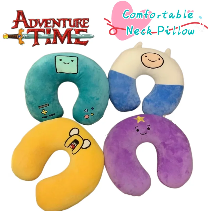 Warner Bros. Almohada de Viaje en Forma de U con Diseño de Finn y Princesa Bubblegum de Adventure Time, Creativa, Linda, Cómoda y Súper Suave