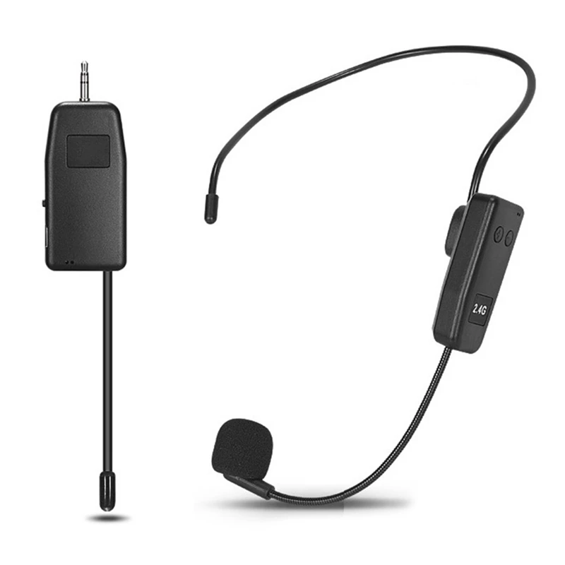 Microphone Lavalier sans fil monté sur la tête, émetteur et récepteur pour amplificateur, haut-parleur vocal, fuchsia, guide touristique, 2.4G