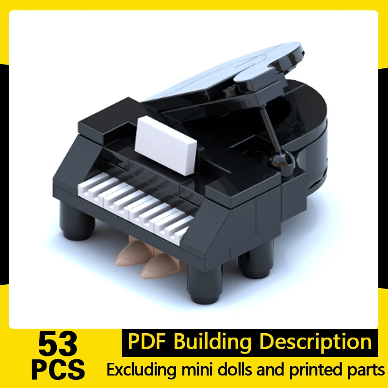 

City Street View Model MOC Building Bricks Black Grand Piano Modular Technology Gifts Holiday Assemble Children Toys Suit